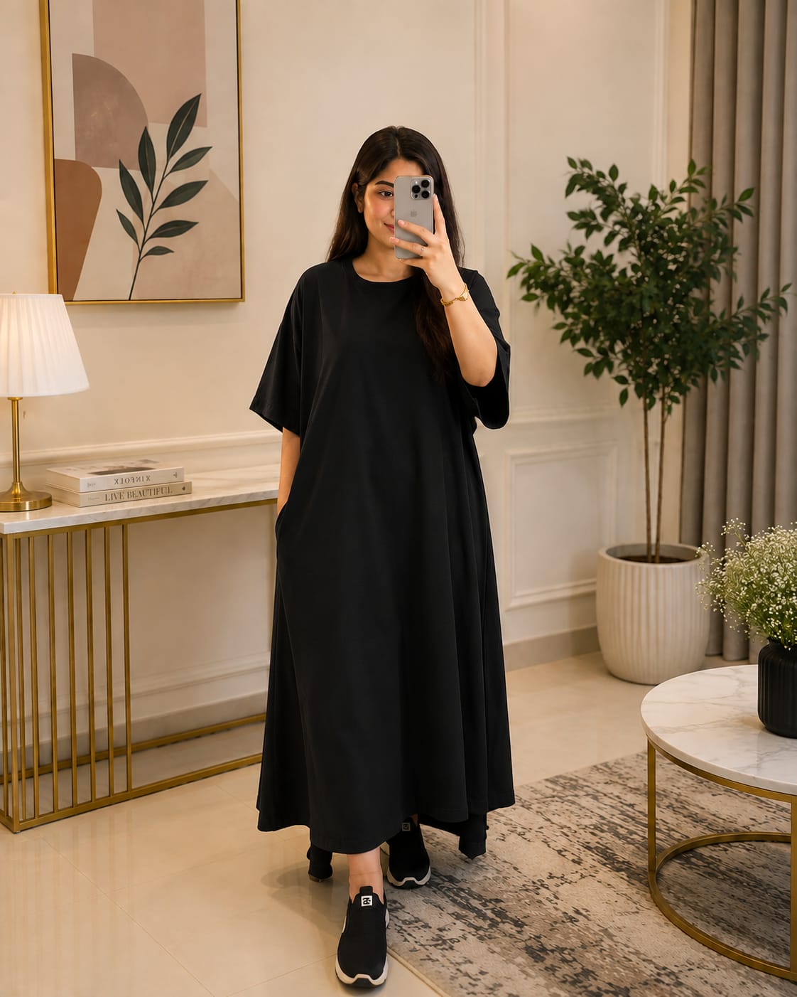 Black Oversized Pocket Maxi Dress