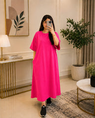 Hot Pink Oversized Pocket Maxi Dress