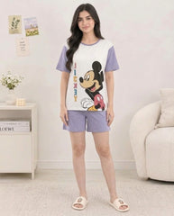 Lilac Mickey Graphic Short Set