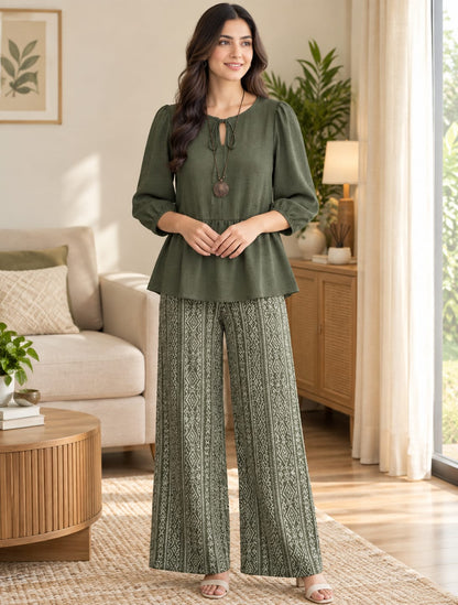 Olive Grace Printed Palazzo Set