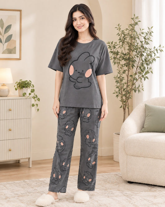 Charcoal Bunny Pajama Set