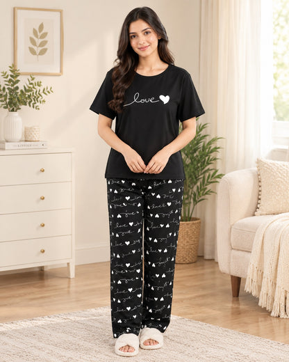 Black Love Heart Pajama Set