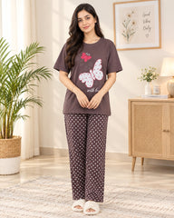 Brown Butterfly Pajama Set