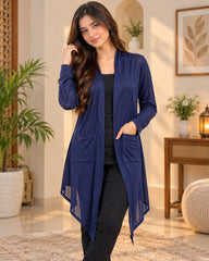 Women’s Navy Blue Long Shrug