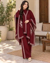 Maroon Cape-Style Co-Ord Set