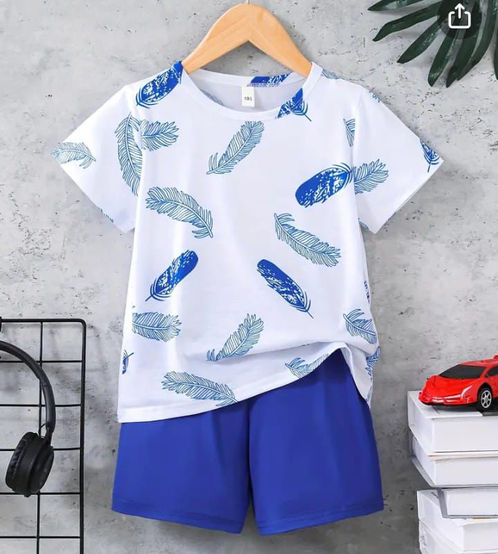 Sz 11 - Blue White Fetcher Print Print Short Set