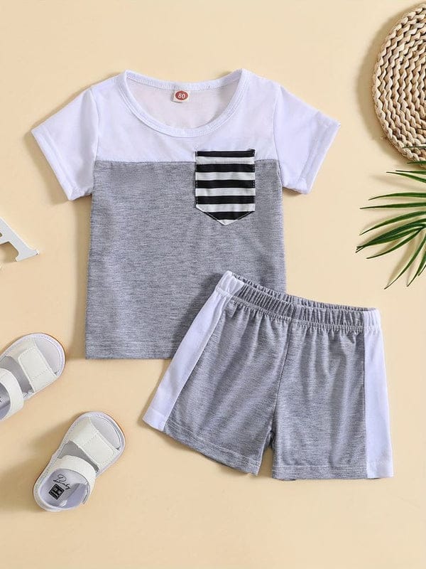 Gray Pocket Print Kids Short