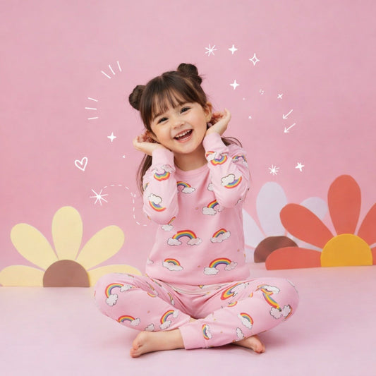 Pink Rainbow Kids Nightsuit