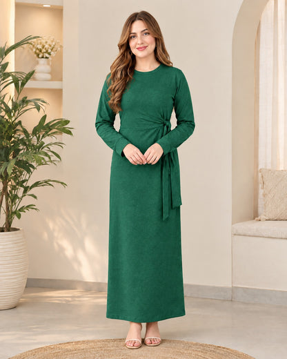 Emerald Green Tie-Waist Maxi Dress