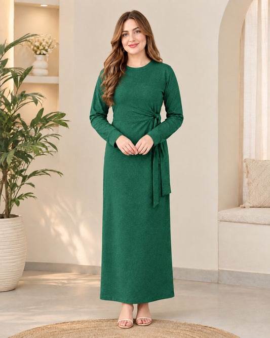 Emerald Green Tie-Waist Maxi Dress