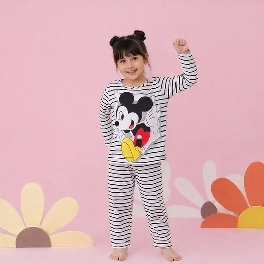 Black Line Mickey Mouse Printed Kids Wear