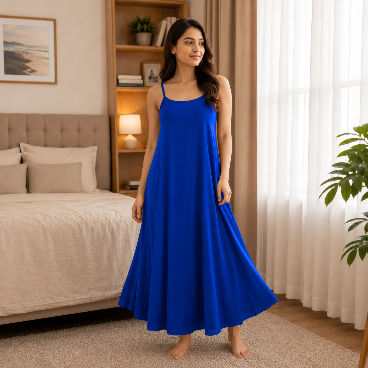 Women's Sleeveless Maxi Nightgown – Sky Blue
