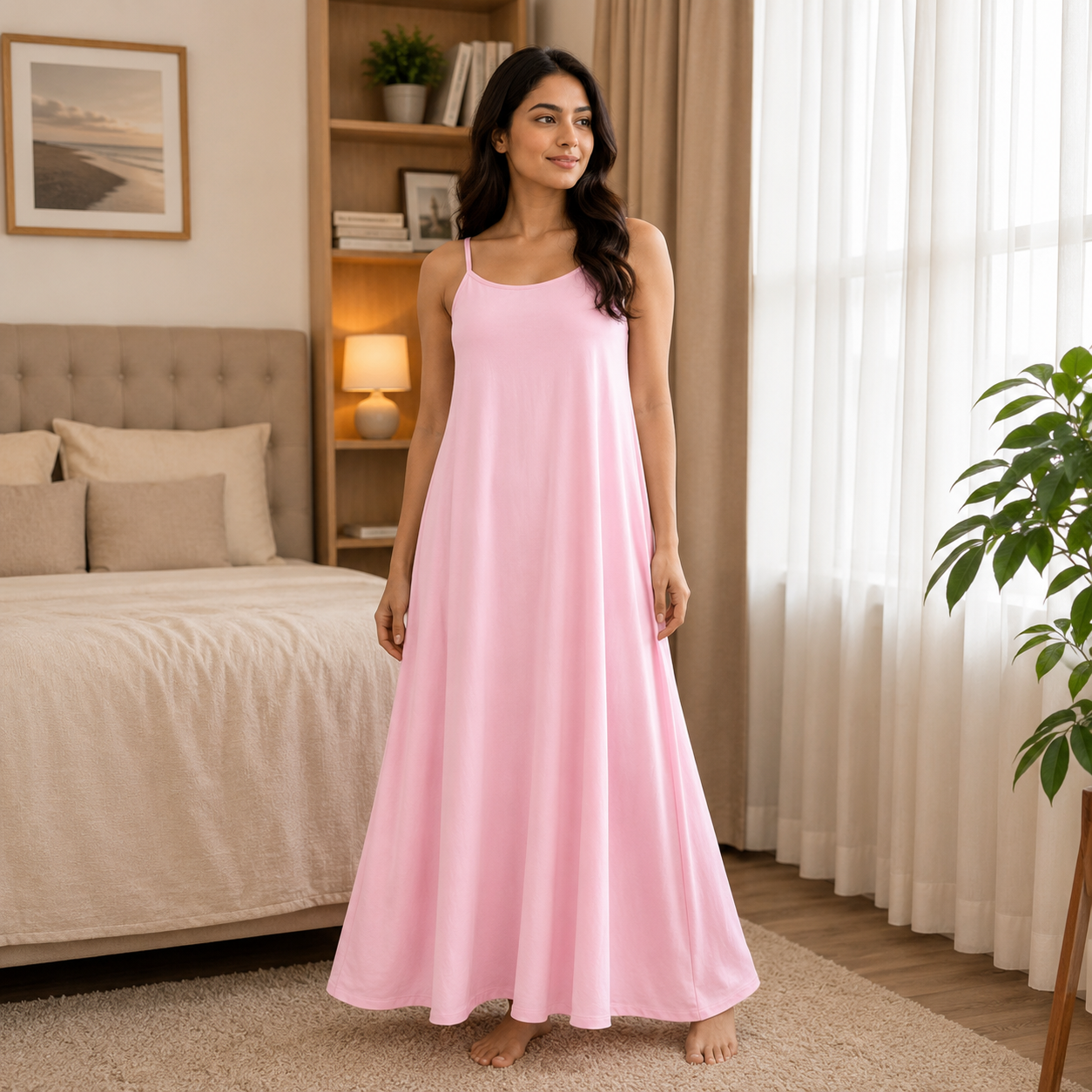 Women's Sleeveless Maxi Nightgown – Sky Blue