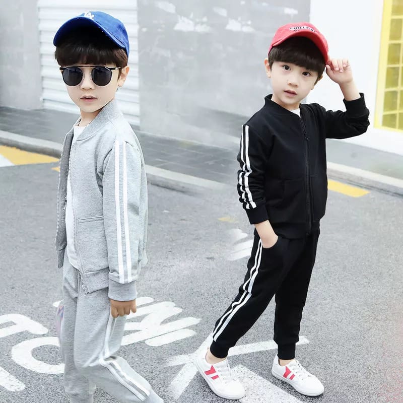 Grey Stripe Kids Tracksuit
