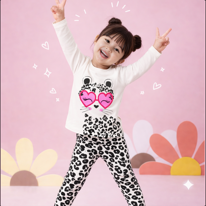 White Heart Printed Kids Wear