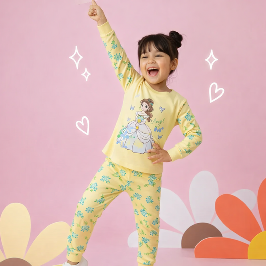 Yellow Angel Printed Girls Kids wear